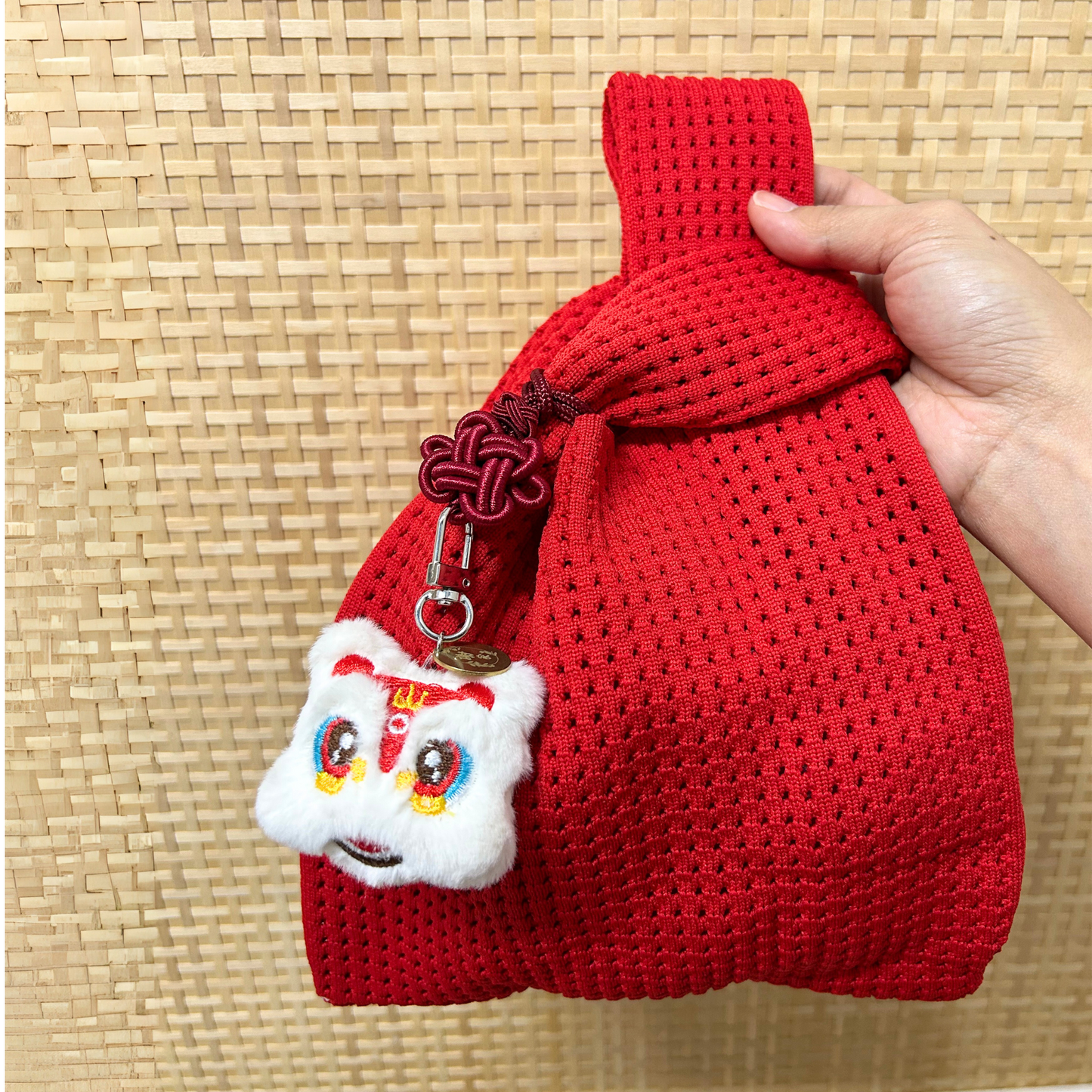 Personalised Red Knitted Wrist Bag